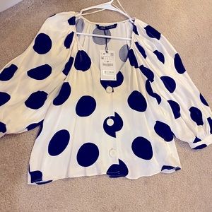 Zara, Silk, Poka Dot Blouse
